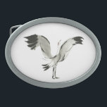 Crane Belt Buckle<br><div class="desc">Sumi-e style crane</div>