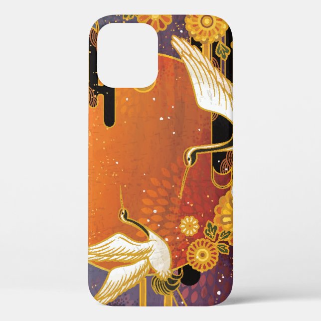 Crane Bird Chrysanthemum Japanese Pattern Case-Mate iPhone Case (Back)