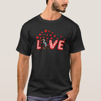 Crane Bird Lover Funny Hearts Love Crane Valentine T-Shirt