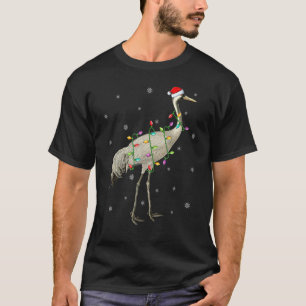 Crane Bird Xmas Lighting Santa Hat Crane Christmas T-Shirt
