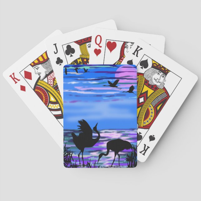 Crane Birds Playing Cards Love Dance (Back)