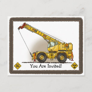 Crane Construction Kids Party Invitation
