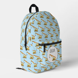 Crane Construction Truck Baby Custom Name Printed Backpack