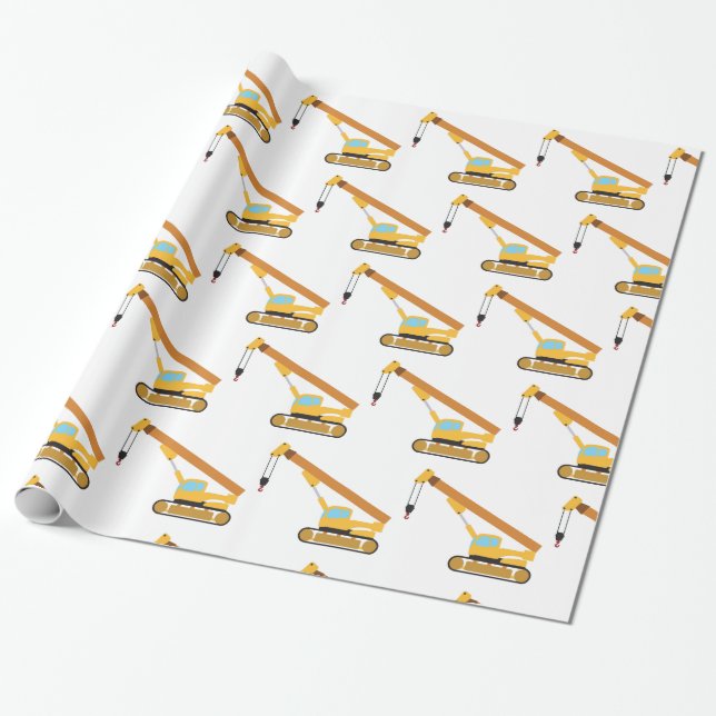 Crane Construction Truck Wrapping Paper (Unrolled)