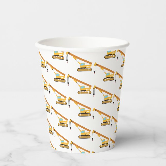 Crane Construction Trucks Paper Cups (Front)