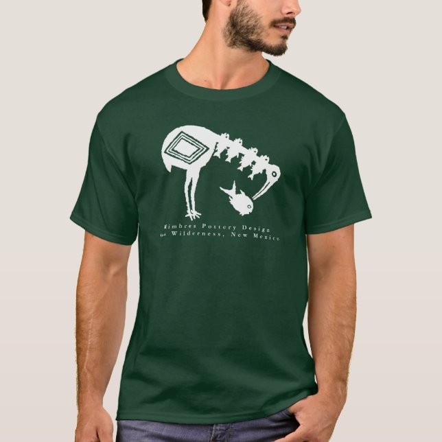 Crane Eating Fish - Mimbres Pottery Design T-Shirt (Front)