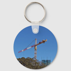 Crane in construction key ring