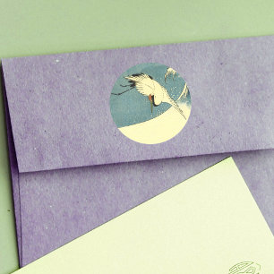 Crane In Ocean Wave Classic Round Sticker