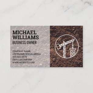 Crane Logo   Foundation Dirt   Construction Business Card