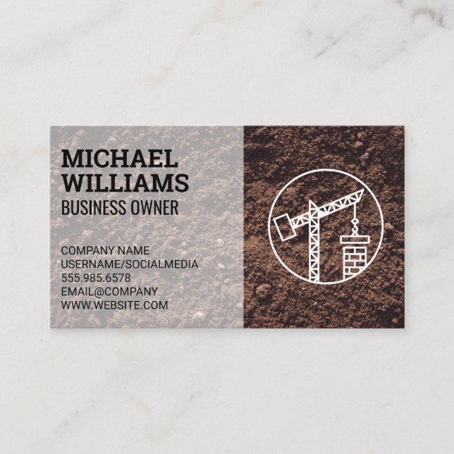 Crane Logo | Foundation Dirt | Construction Business Card (Front)