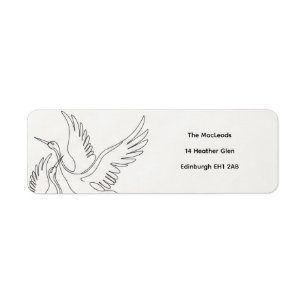 Crane Lotus Botanical Ink Garden Return Address Label