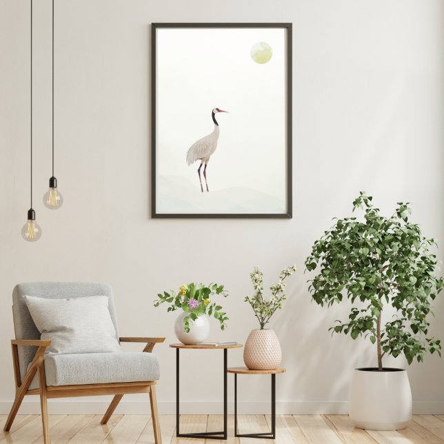 Crane Minimalist Aesthetic White Beige A-1 Poster (Creator Uploaded)