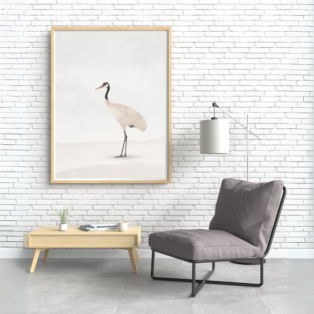 Crane Minimalist Aesthetic White Beige B-2 Poster (Creator Uploaded)