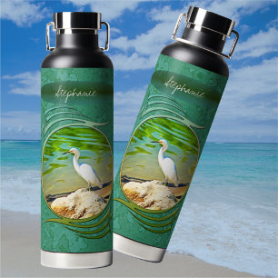 Crane On The Mismaloya River 0335 Water Bottle