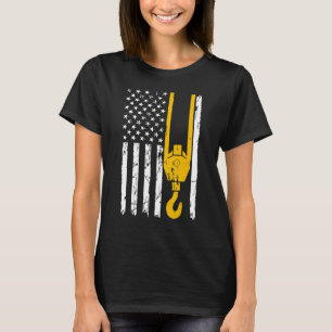 Crane Operator American Flag Forklift Crane Driver T-Shirt
