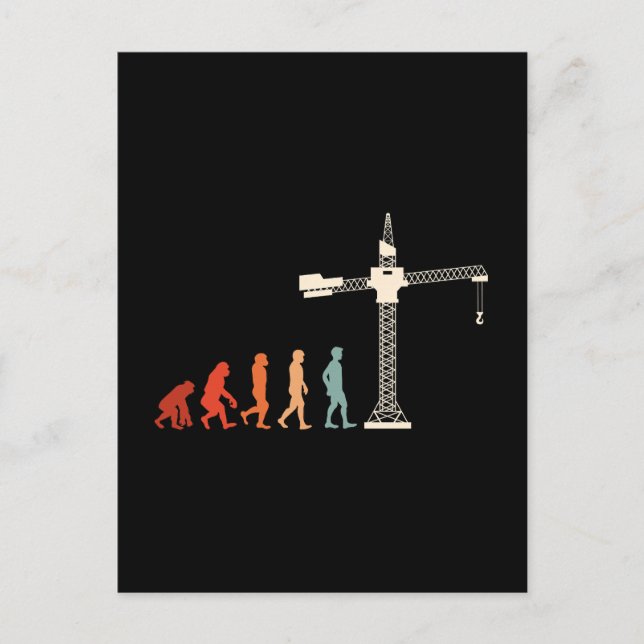 Crane Operator Crane Evolution Construction Worker Holiday Postcard (Front)