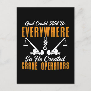 Crane Operator God Could Not Be Everywhere Worker Holiday Postcard