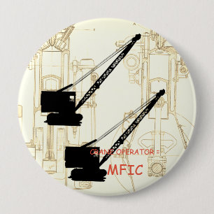 Crane operator = MFIC VINTAGE CRAWLER CRANE 10 Cm Round Badge