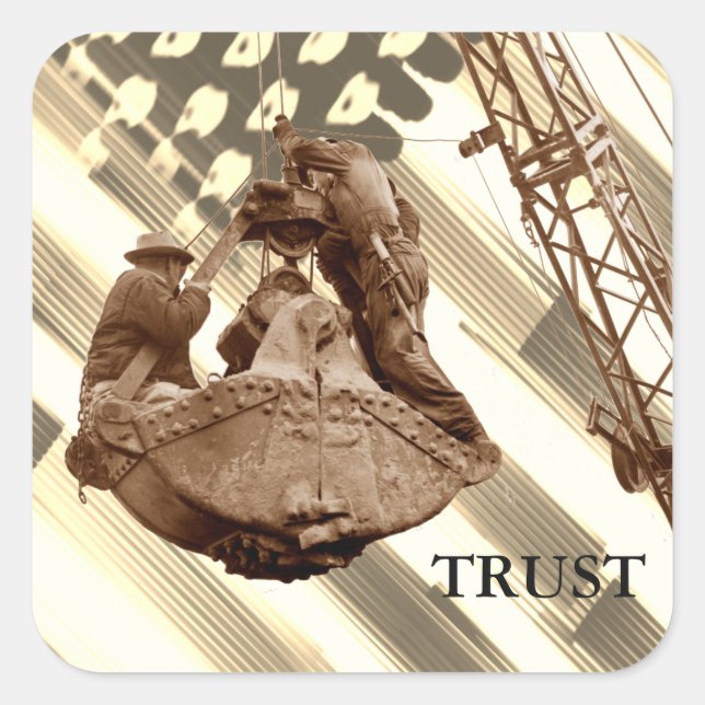 Crane Operator Northwest Crane USA Flag Trust Square Sticker (Front)