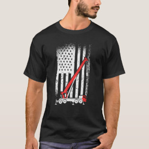Crane Operator Patriotic American USA Flag T-Shirt