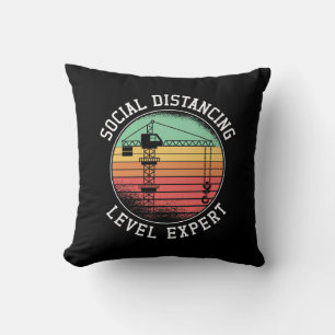 Crane Operator Social Distance Level Expert Retro Cushion