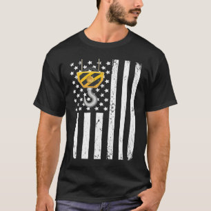 Crane Operator Vintage USA Flag Crane Driver USA F T-Shirt