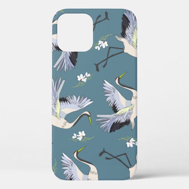 Crane Pattern, Illustration Flying Bird. Case-Mate iPhone Case (Back)