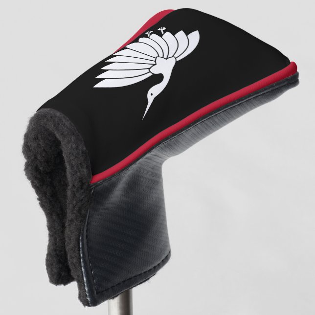 Crane-shaped chrysanthemum golf head cover (3/4 Front)