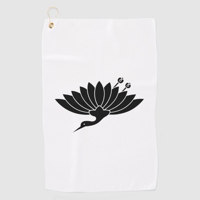Crane-shaped chrysanthemum golf towel (Front)