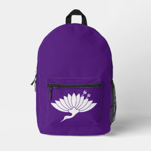 Crane-shaped chrysanthemum printed backpack