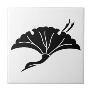 Crane-shaped ginkgo leaf ceramic tile