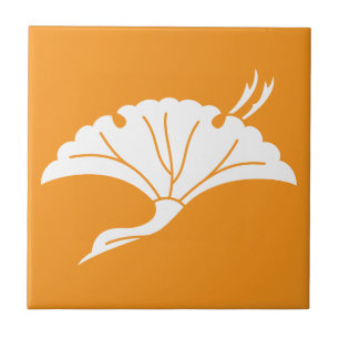 Crane-shaped ginkgo leaf ceramic tile