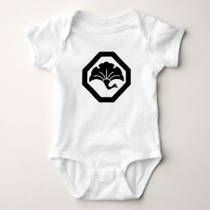 Crane-shaped ginkgo leaf on tray baby bodysuit
