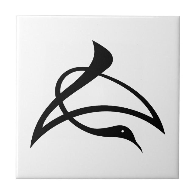Crane-shaped kanji characters for Cho Ceramic Tile (Front)