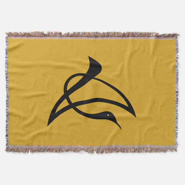 Crane-shaped kanji characters for Cho Throw Blanket (Front)