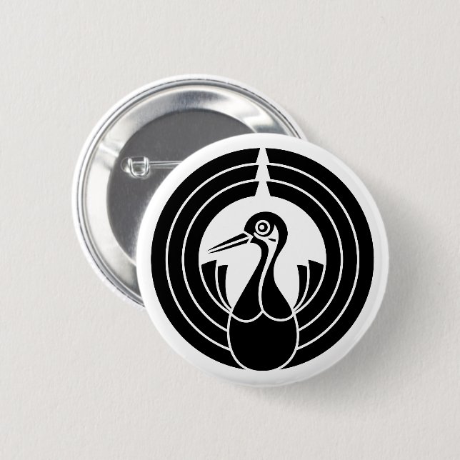 Crane-shaped noshi circle 6 cm round badge (Front & Back)