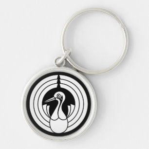 Crane-shaped noshi circle key ring