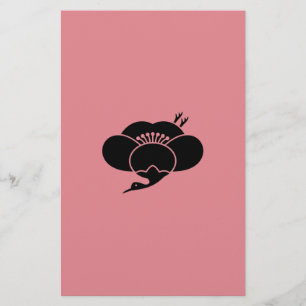 Crane-shaped plum blossom stationery