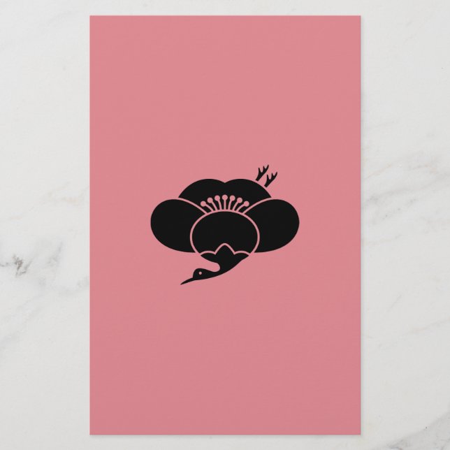 Crane-shaped plum blossom stationery (Front)