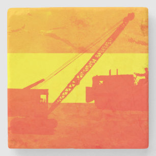 Crane Shovel OPERATING ENGINEER art bulldozer Stone Coaster