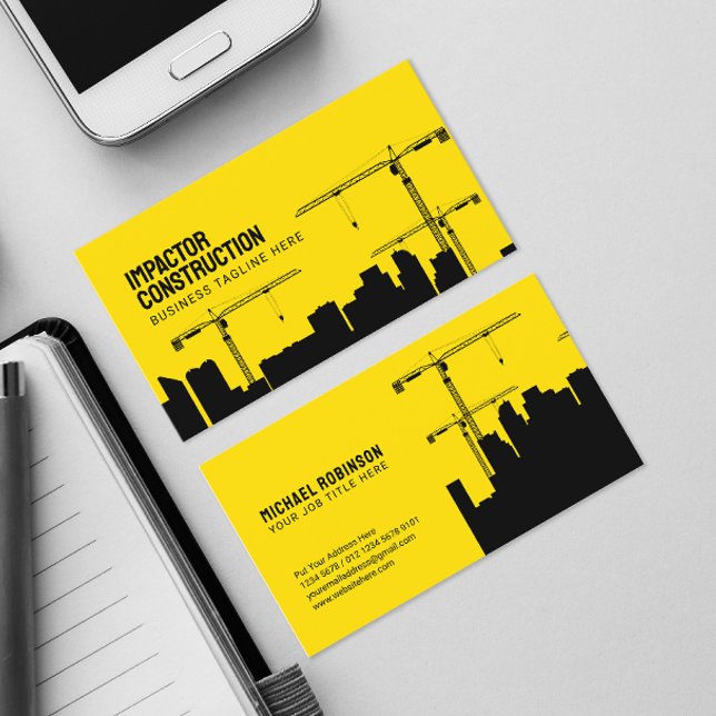 Crane Skyscrapers Buildings Graphic Silhouette Business Card (Creator Uploaded)