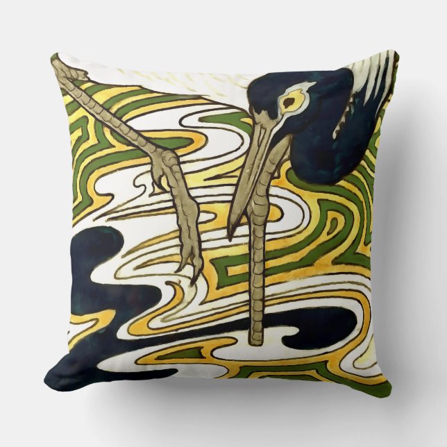 Crane Tile from 1800s Crane and Columbine Panel Cushion (Front)