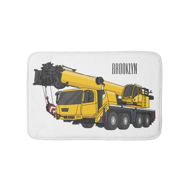 Crane truck cartoon illustration bath mat (Front)
