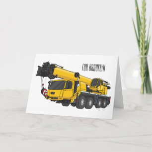 Crane truck cartoon illustration card