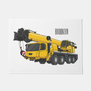 Crane truck cartoon illustration doormat