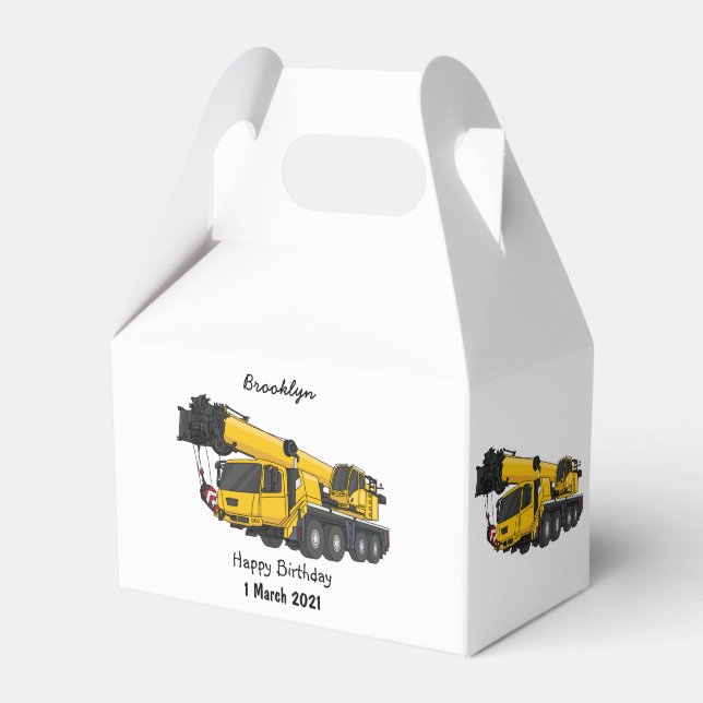 Crane truck cartoon illustration favour box (Front Side)