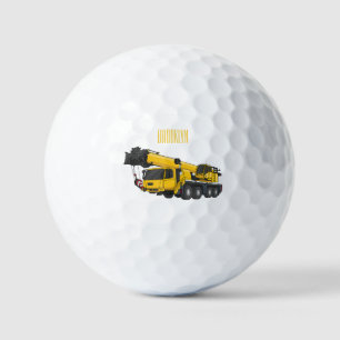 Crane truck cartoon illustration golf balls