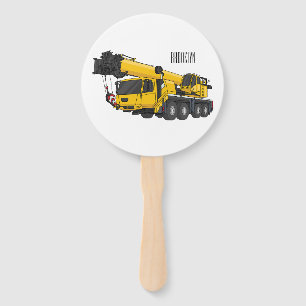 Crane truck cartoon illustration hand fan