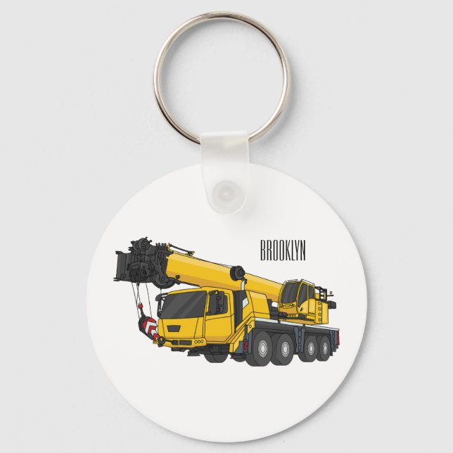 Crane truck cartoon illustration key ring (Front)