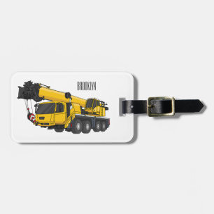 Crane truck cartoon illustration luggage tag